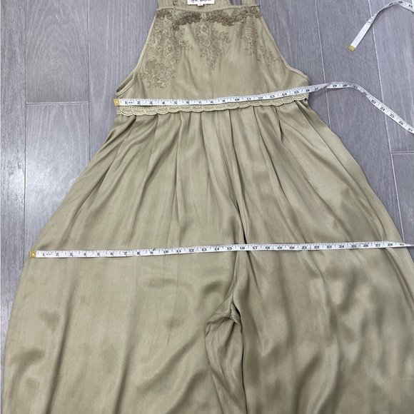 Free People x Brenda Knight Lace Pleated Decorated Wide Leg Overalls Jumpsuit M - Picture 13 of 16